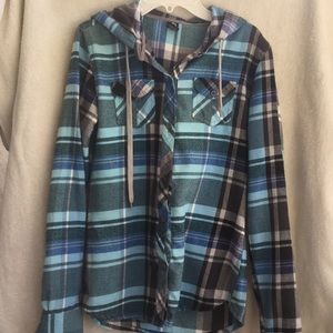 Cute flannel with a hoodie!